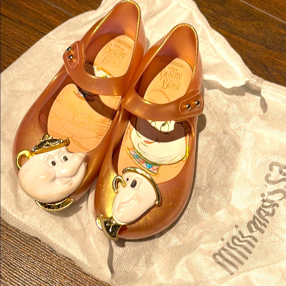 Mini Melissa Gold Beauty and the Beast Shoes